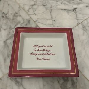 Pink & white Coco Chanel quote jewelry tray